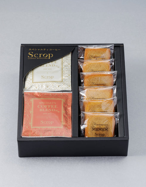 Scropスペシャルティコーヒーブレンドドリップバッグ10個×焼き菓子6個セット(フィナンシェ)