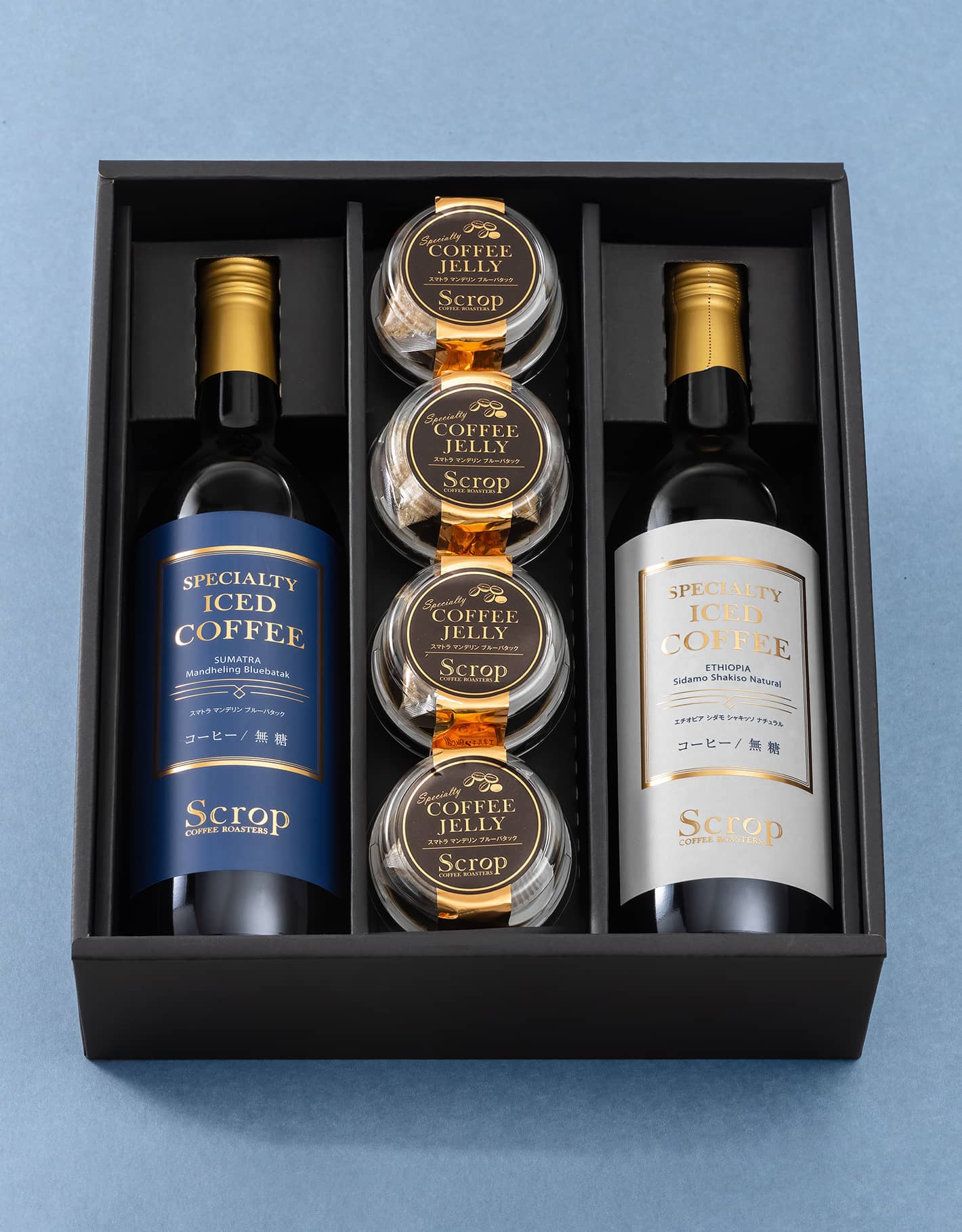 Scrop ボトルアイスコーヒー （無糖）3本セット ¥7,150の品 人気のギフト】ボトルアイスコーヒー スマトラ（無糖）×カフェ